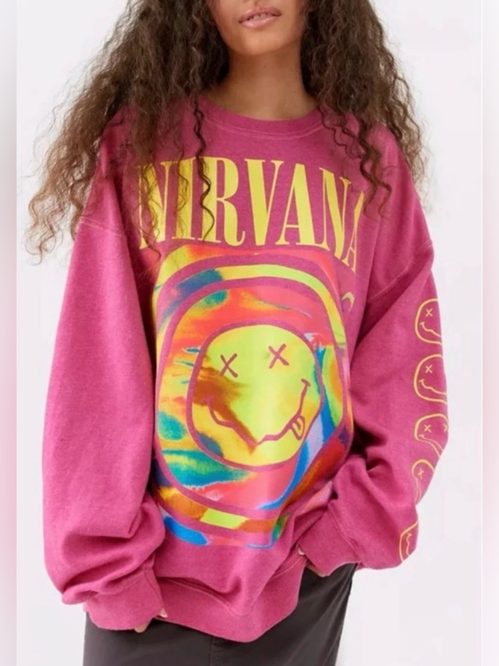 Urban Outfitters Nirvana Smile Overdye Crewneck Sweatshirt Size L-XL